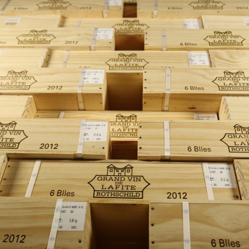 Caisses en bois de Château Lafite Rothschild Premier Grand Cru Classé de Pauillac